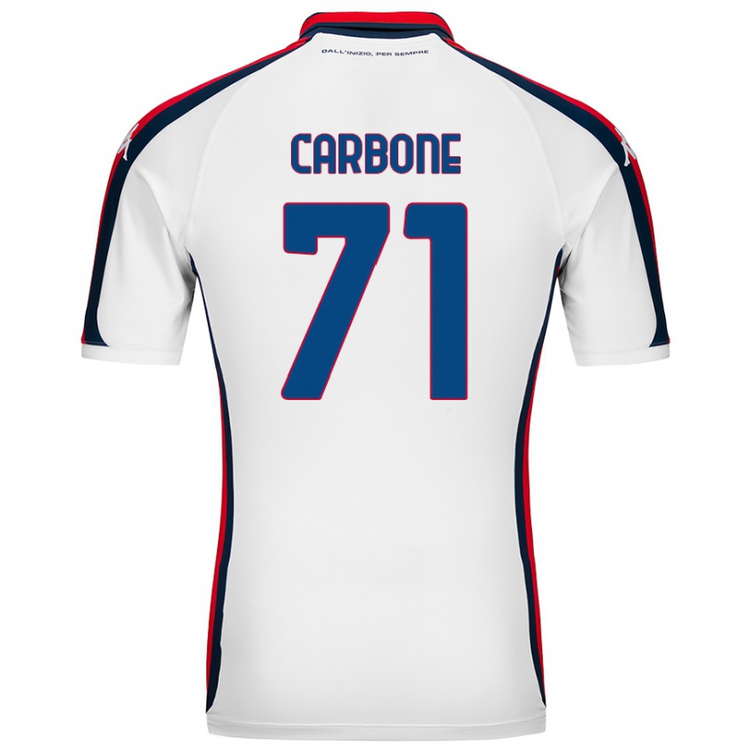 Kandiny Hombre Camiseta Filippo Carbone #71 Blanco 2ª Equipación 2024/25 La Camisa Chile