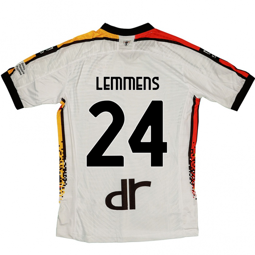 Kandiny Hombre Camiseta Mats Lemmens #24 Blanco Negro 2ª Equipación 2024/25 La Camisa Chile