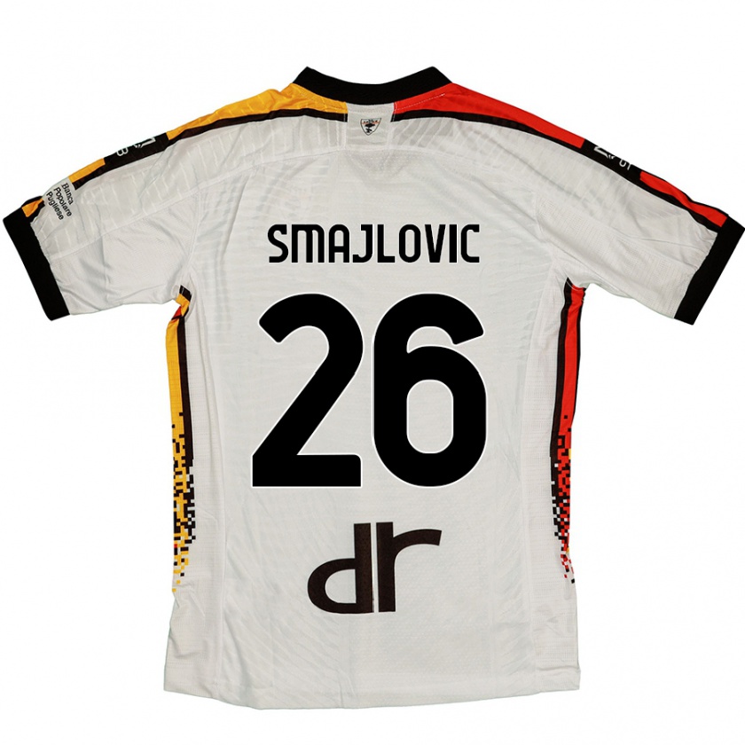 Kandiny Hombre Camiseta Zinedin Smajlovic #26 Blanco Negro 2ª Equipación 2024/25 La Camisa Chile