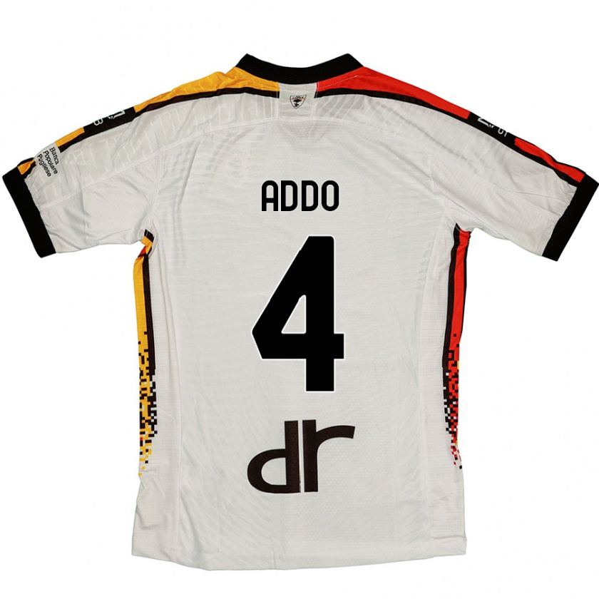 Kandiny Hombre Camiseta Vernon Addo #4 Blanco Negro 2ª Equipación 2024/25 La Camisa Chile