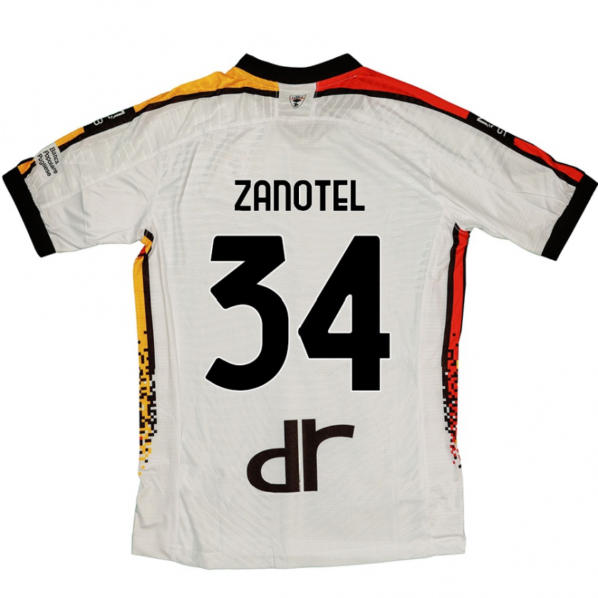 Kandiny Hombre Camiseta Giovanni Zanotel #34 Blanco Negro 2ª Equipación 2024/25 La Camisa Chile