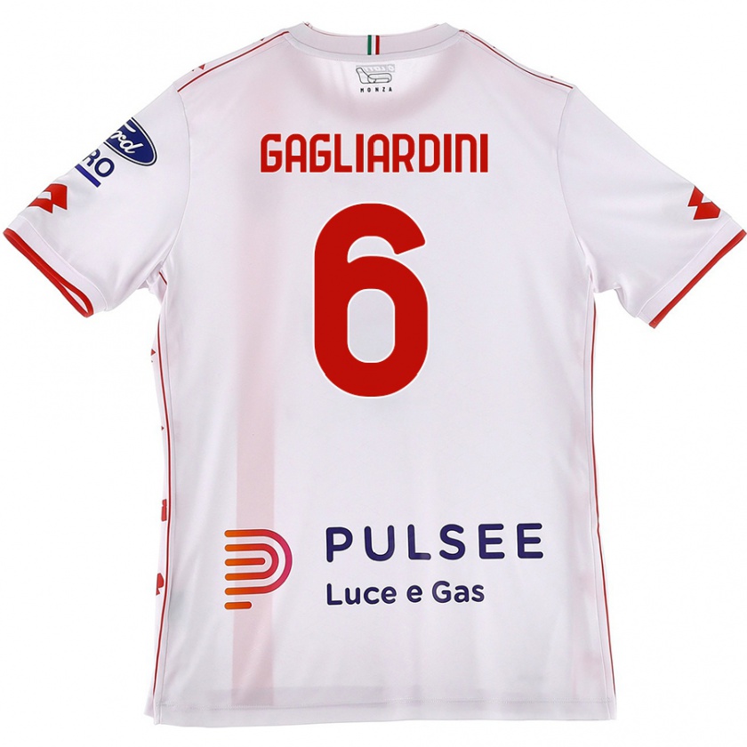 Kandiny Hombre Camiseta Roberto Gagliardini #6 Blanco Rojo 2ª Equipación 2024/25 La Camisa Chile