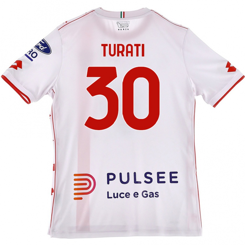 Kandiny Hombre Camiseta Stefano Turati #30 Blanco Rojo 2ª Equipación 2024/25 La Camisa Chile