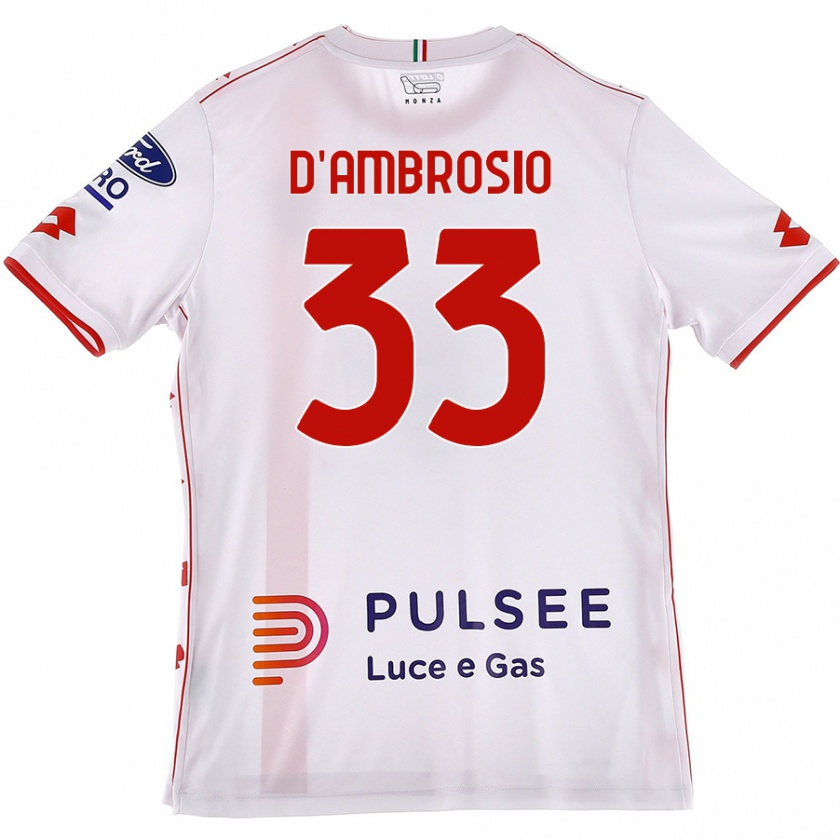 Kandiny Hombre Camiseta Danilo D'ambrosio #33 Blanco Rojo 2ª Equipación 2024/25 La Camisa Chile