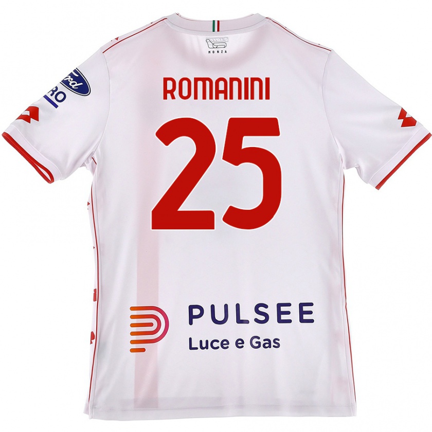 Kandiny Hombre Camiseta Andrea Romanini #25 Blanco Rojo 2ª Equipación 2024/25 La Camisa Chile