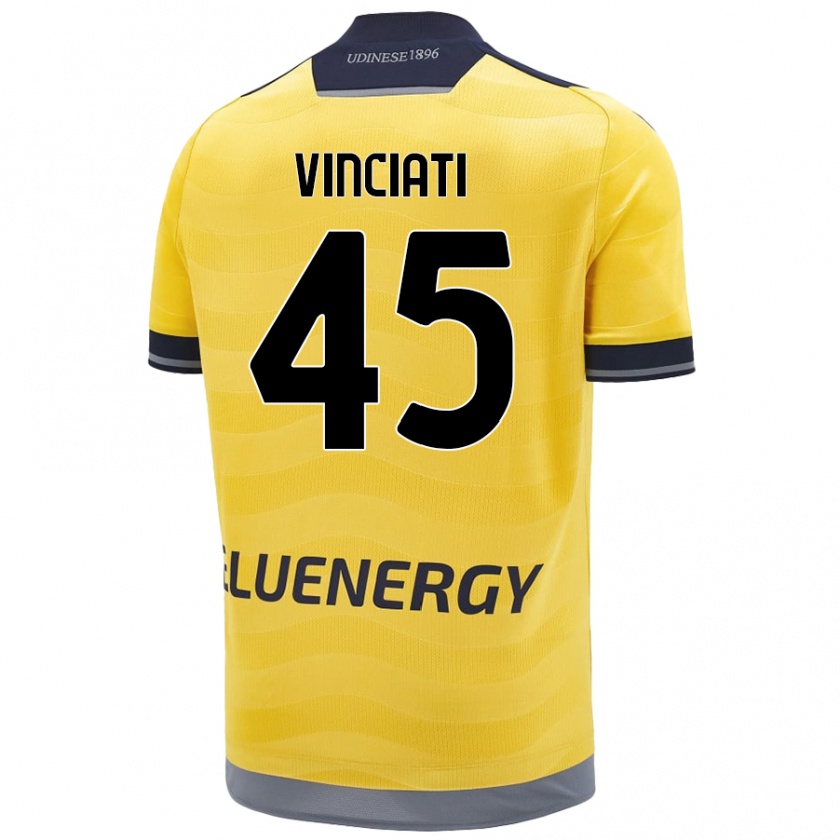 Kandiny Hombre Camiseta Giulio Vinciati #45 Dorado 2ª Equipación 2024/25 La Camisa Chile