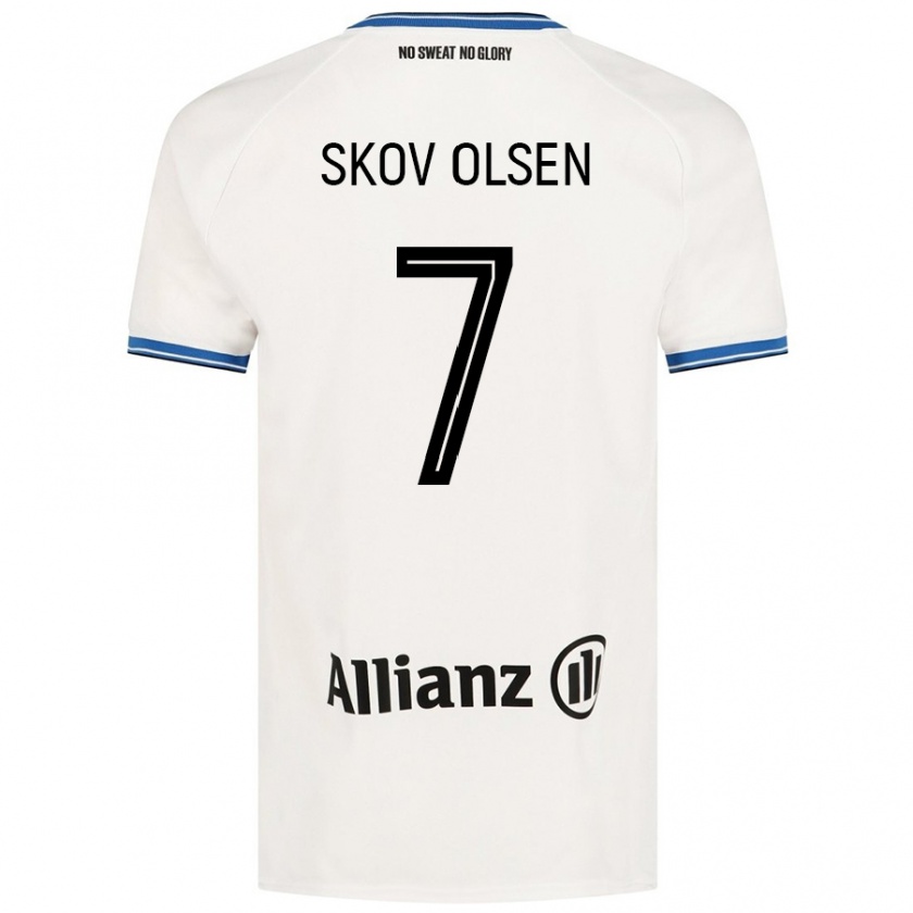 Kandiny Hombre Camiseta Andreas Skov Olsen #7 Blanco 2ª Equipación 2024/25 La Camisa Chile