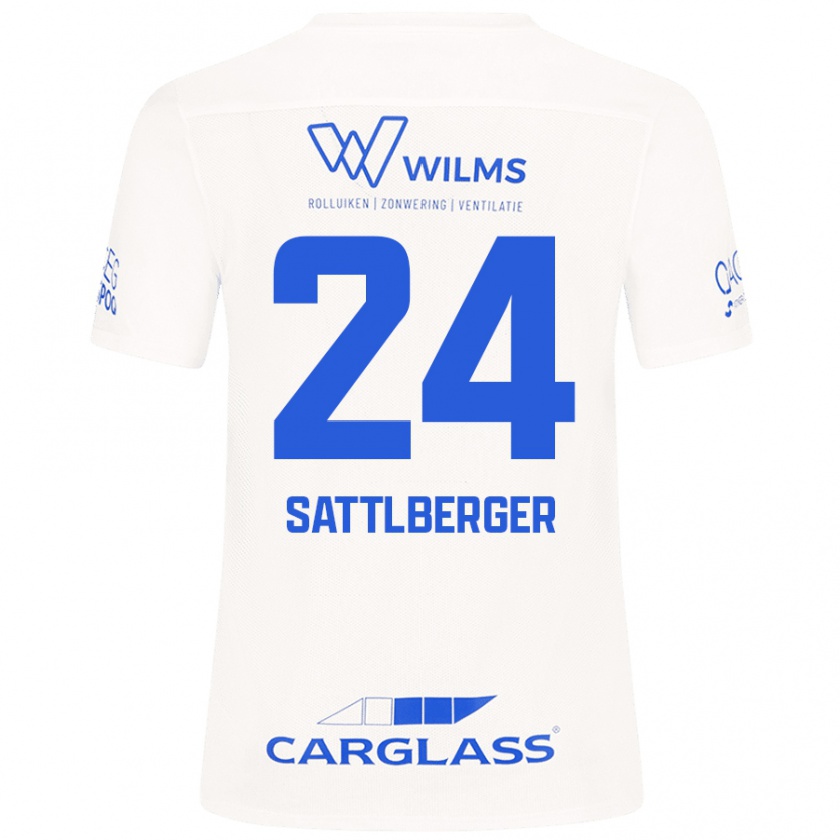 Kandiny Hombre Camiseta Nikolas Sattlberger #24 Blanco 2ª Equipación 2024/25 La Camisa Chile