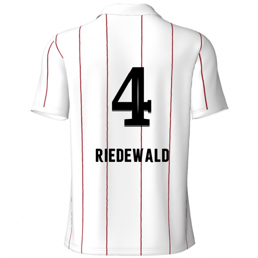 Kandiny Hombre Camiseta Jairo Riedewald #4 Blanco Negro 2ª Equipación 2024/25 La Camisa Chile