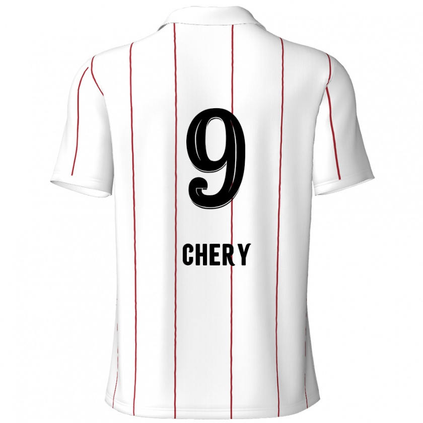 Kandiny Hombre Camiseta Tjaronn Chery #9 Blanco Negro 2ª Equipación 2024/25 La Camisa Chile