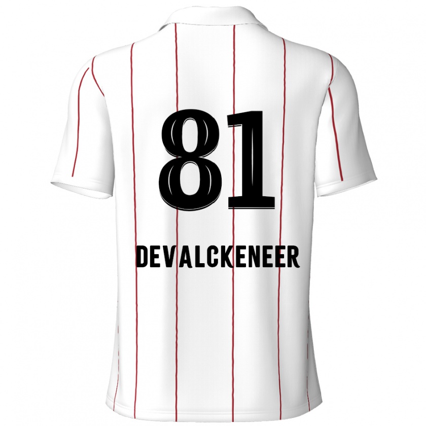 Kandiny Hombre Camiseta Niels Devalckeneer #81 Blanco Negro 2ª Equipación 2024/25 La Camisa Chile