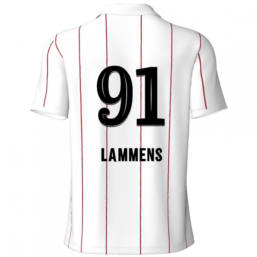 Kandiny Hombre Camiseta Senne Lammens #91 Blanco Negro 2ª Equipación 2024/25 La Camisa Chile