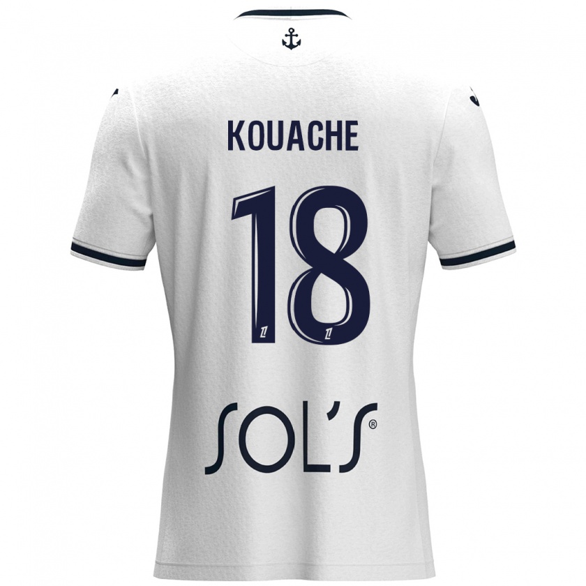 Kandiny Hombre Camiseta Éva Kouache #18 Blanco Azul Oscuro 2ª Equipación 2024/25 La Camisa Chile