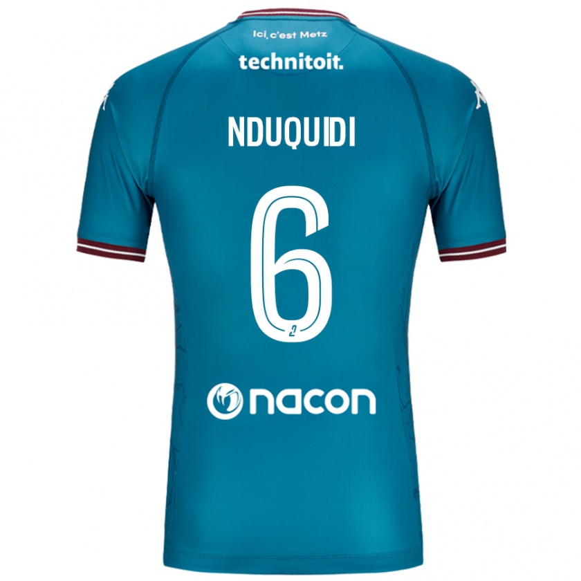 Kandiny Hombre Camiseta Joseph Nduquidi #6 Azul Petróleo 2ª Equipación 2024/25 La Camisa Chile