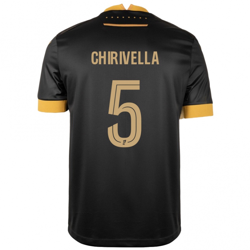 Kandiny Hombre Camiseta Pedro Chirivella #5 Negro Marrón 2ª Equipación 2024/25 La Camisa Chile