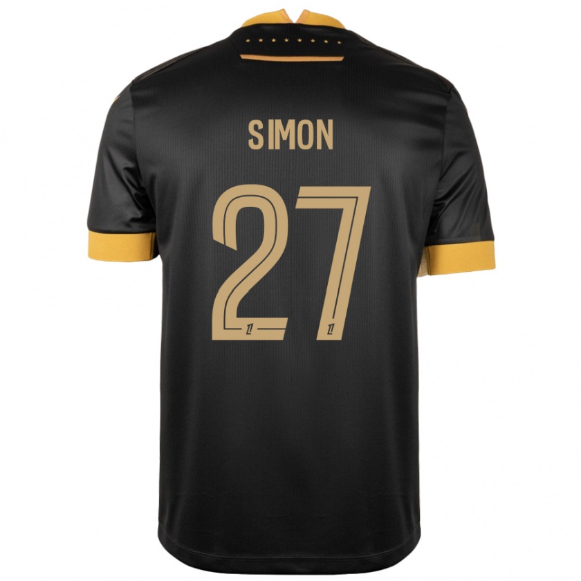 Kandiny Hombre Camiseta Moses Simon #27 Negro Marrón 2ª Equipación 2024/25 La Camisa Chile