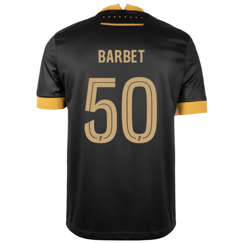 Kandiny Hombre Camiseta Hugo Barbet #50 Negro Marrón 2ª Equipación 2024/25 La Camisa Chile