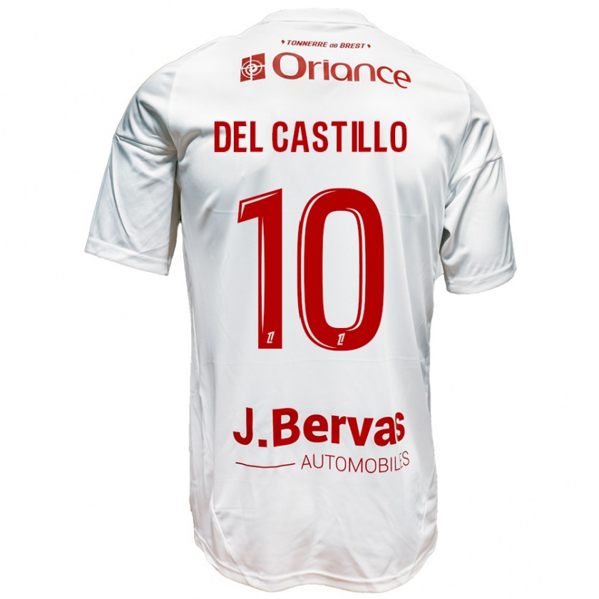 Kandiny Hombre Camiseta Romain Del Castillo #10 Blanco Rojo 2ª Equipación 2024/25 La Camisa Chile