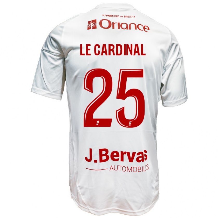 Kandiny Hombre Camiseta Julien Le Cardinal #25 Blanco Rojo 2ª Equipación 2024/25 La Camisa Chile