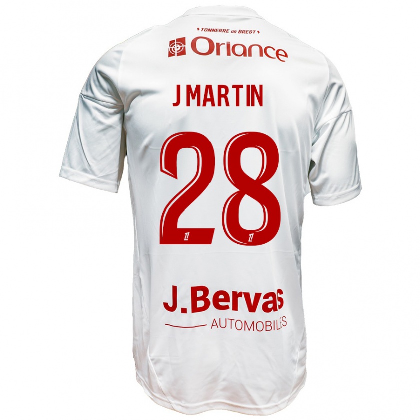 Kandiny Hombre Camiseta Jonas Martin #28 Blanco Rojo 2ª Equipación 2024/25 La Camisa Chile