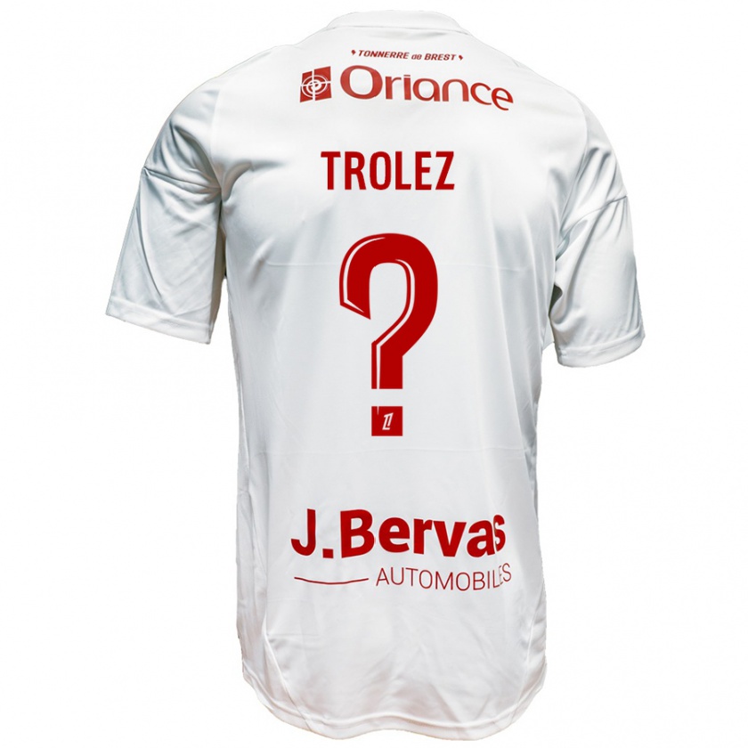 Kandiny Hombre Camiseta Loann Trolez #0 Blanco Rojo 2ª Equipación 2024/25 La Camisa Chile