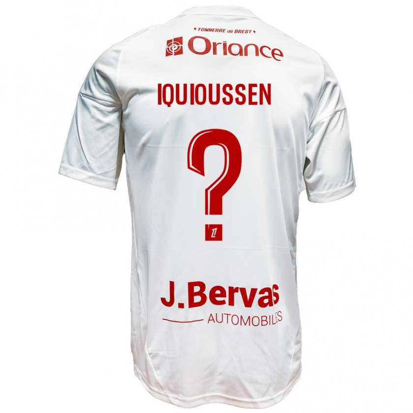 Kandiny Hombre Camiseta Adam Iquioussen #0 Blanco Rojo 2ª Equipación 2024/25 La Camisa Chile