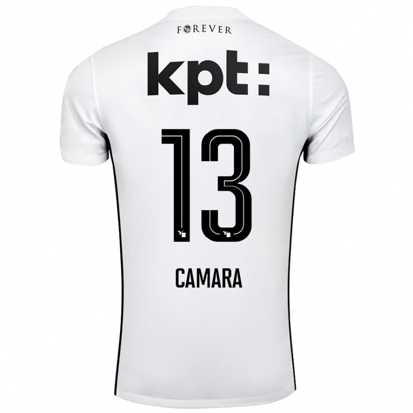 Kandiny Hombre Camiseta Mohamed Camara #13 Blanco Negro 2ª Equipación 2024/25 La Camisa Chile