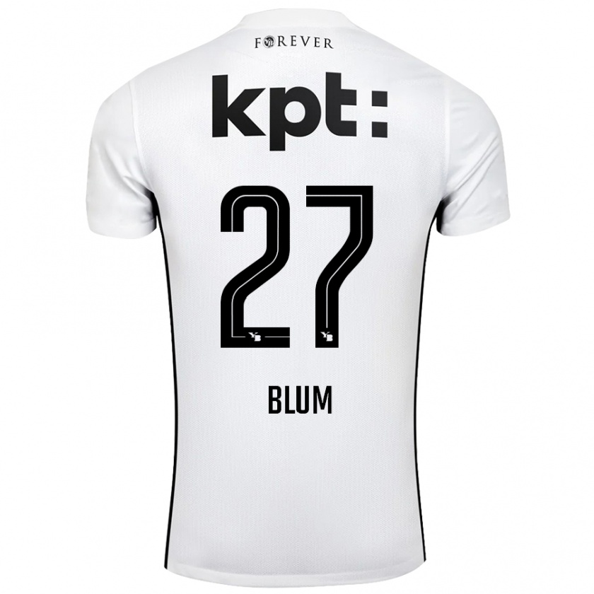 Kandiny Hombre Camiseta Lewin Blum #27 Blanco Negro 2ª Equipación 2024/25 La Camisa Chile