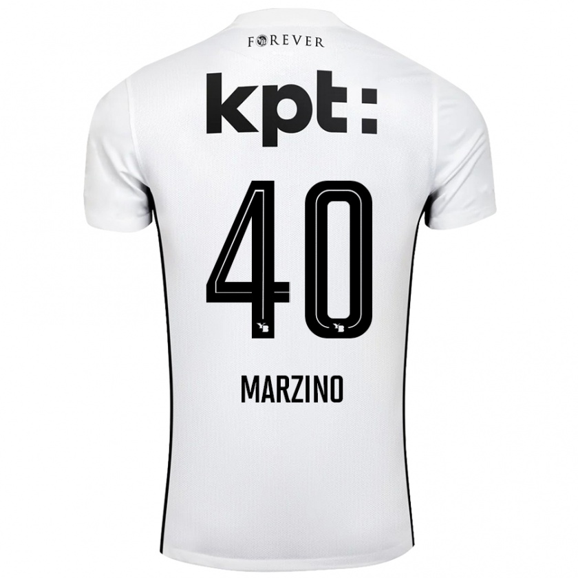 Kandiny Hombre Camiseta Dario Marzino #40 Blanco Negro 2ª Equipación 2024/25 La Camisa Chile