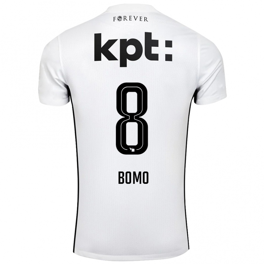 Kandiny Hombre Camiseta Jacques Bomo #8 Blanco Negro 2ª Equipación 2024/25 La Camisa Chile