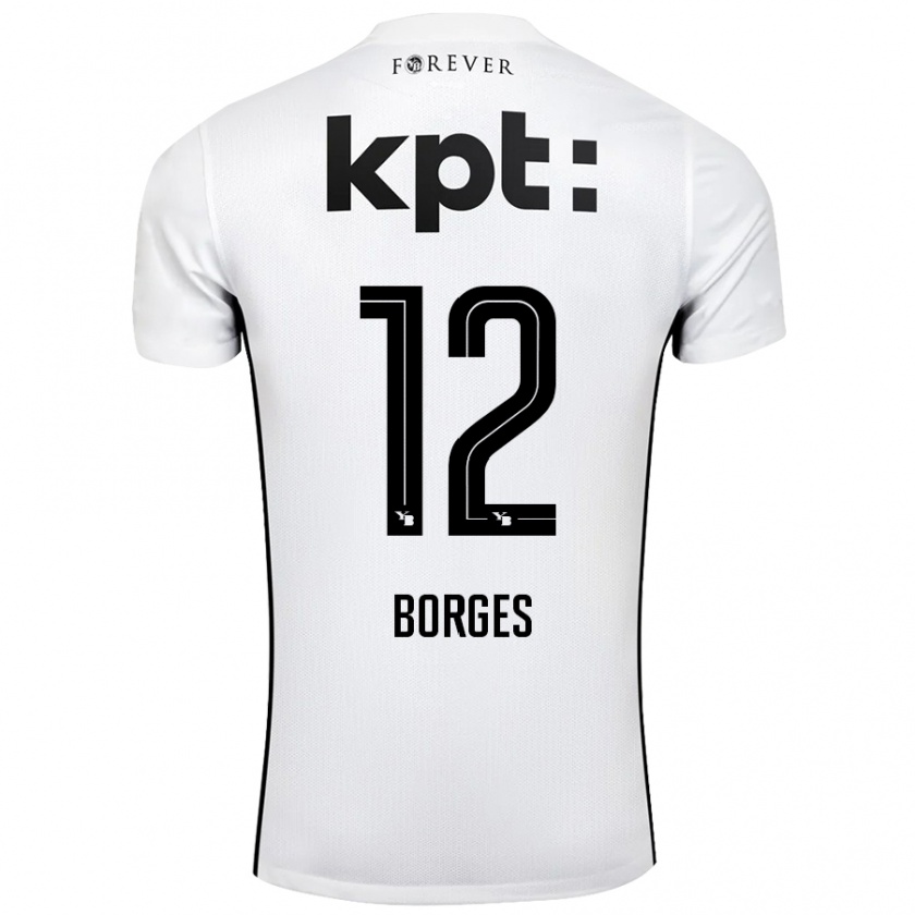 Kandiny Hombre Camiseta David Borges #12 Blanco Negro 2ª Equipación 2024/25 La Camisa Chile