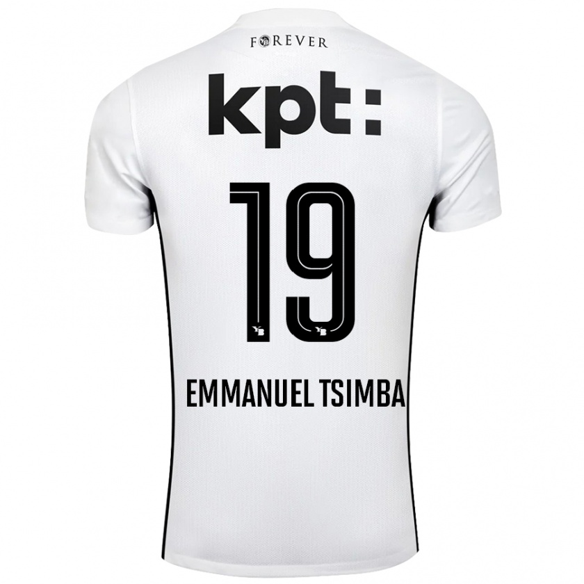 Kandiny Hombre Camiseta Felix Emmanuel Tsimba #19 Blanco Negro 2ª Equipación 2024/25 La Camisa Chile