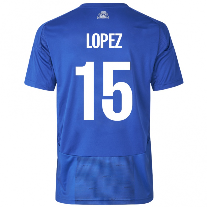 Kandiny Hombre Camiseta Marcos López #15 Blanco Azul 2ª Equipación 2024/25 La Camisa Chile