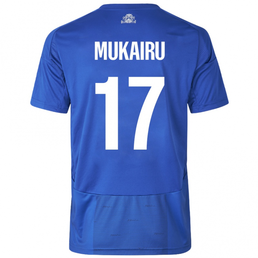 Kandiny Hombre Camiseta Paul Mukairu #17 Blanco Azul 2ª Equipación 2024/25 La Camisa Chile