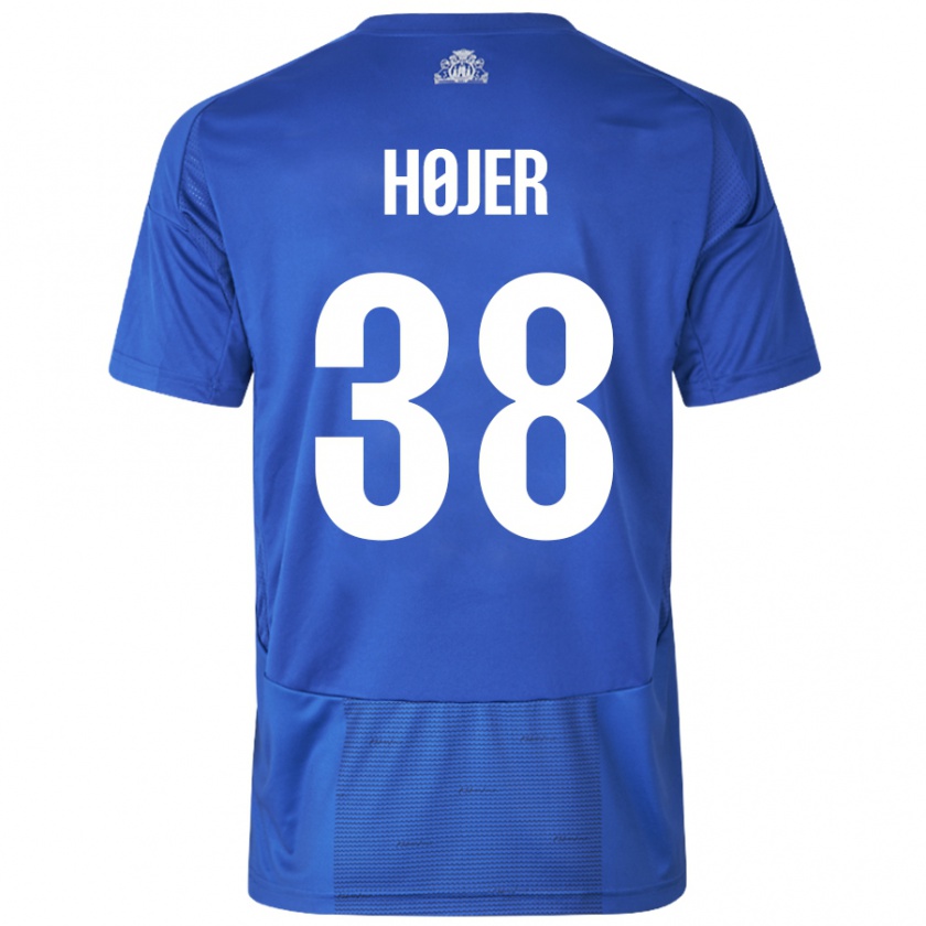 Kandiny Hombre Camiseta Oliver Højer #38 Blanco Azul 2ª Equipación 2024/25 La Camisa Chile