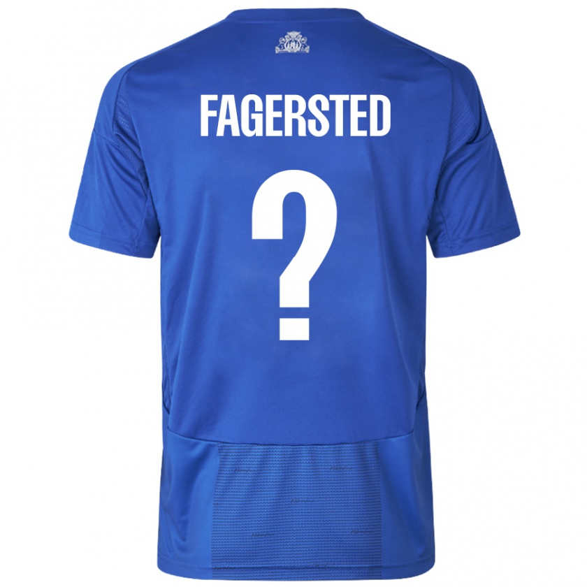 Kandiny Hombre Camiseta Johan Fagersted #0 Blanco Azul 2ª Equipación 2024/25 La Camisa Chile