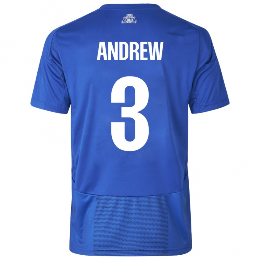 Kandiny Hombre Camiseta Tristan Andrew #3 Blanco Azul 2ª Equipación 2024/25 La Camisa Chile