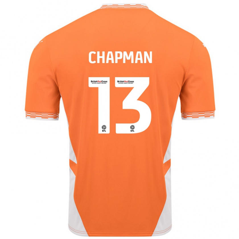 Kandiny Mujer Camiseta Mackenzie Chapman #13 Naranja Blanco 1ª Equipación 2024/25 La Camisa Chile