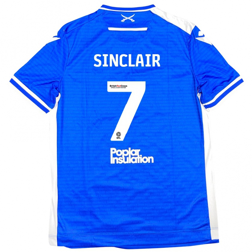 Kandiny Mujer Camiseta Scott Sinclair #7 Azul Blanco 1ª Equipación 2024/25 La Camisa Chile