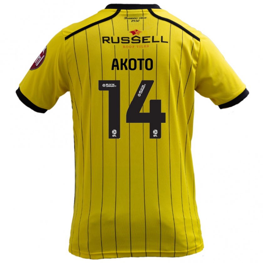 Kandiny Mujer Camiseta Nick Akoto #14 Amarillo 1ª Equipación 2024/25 La Camisa Chile