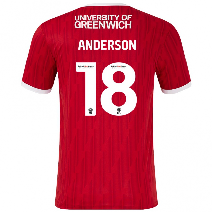 Kandiny Mujer Camiseta Karoy Anderson #18 Rojo Blanco 1ª Equipación 2024/25 La Camisa Chile