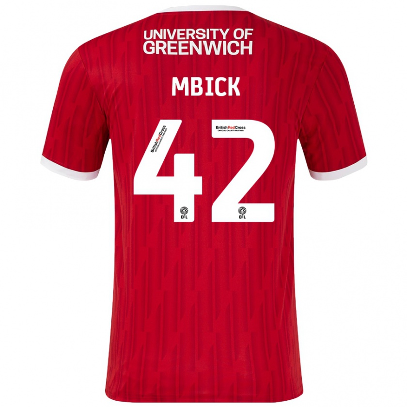 Kandiny Mujer Camiseta Micah Mbick #42 Rojo Blanco 1ª Equipación 2024/25 La Camisa Chile