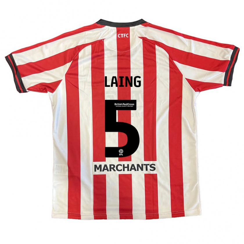 Kandiny Mujer Camiseta Levi Laing #5 Rojo Blanco 1ª Equipación 2024/25 La Camisa Chile