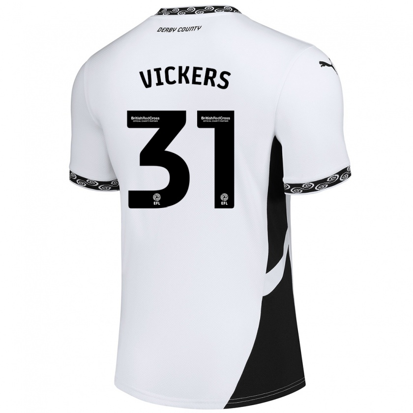 Kandiny Mujer Camiseta Josh Vickers #31 Blanco Negro 1ª Equipación 2024/25 La Camisa Chile