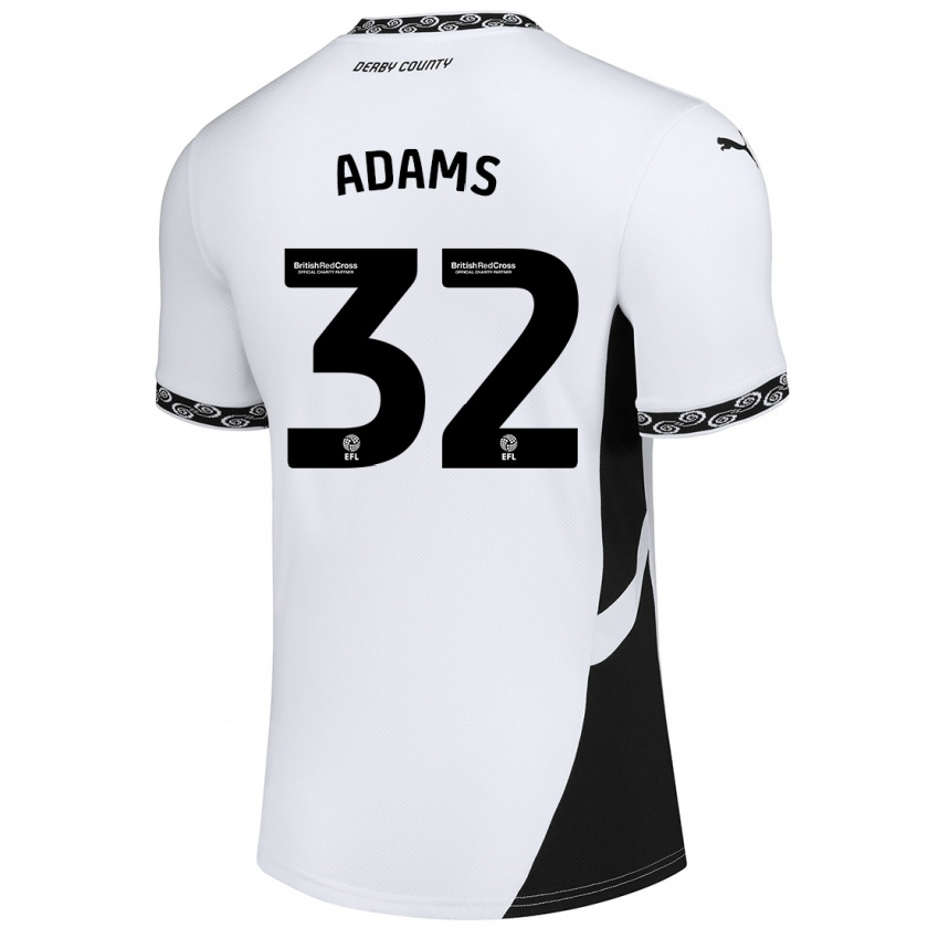 Kandiny Mujer Camiseta Ebou Adams #32 Blanco Negro 1ª Equipación 2024/25 La Camisa Chile