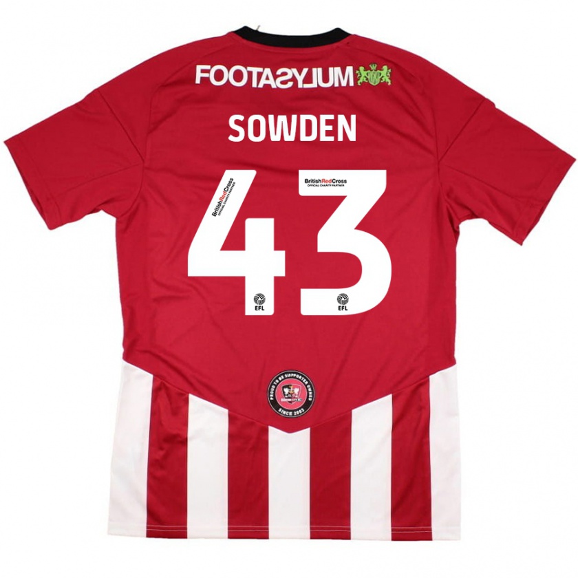 Kandiny Mujer Camiseta Andrew Sowden #43 Rojo Blanco 1ª Equipación 2024/25 La Camisa Chile