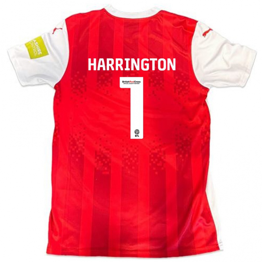 Kandiny Mujer Camiseta David Harrington #1 Rojo Blanco 1ª Equipación 2024/25 La Camisa Chile