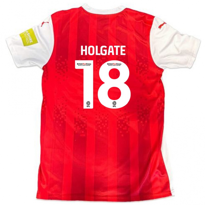 Kandiny Mujer Camiseta Harrison Holgate #18 Rojo Blanco 1ª Equipación 2024/25 La Camisa Chile