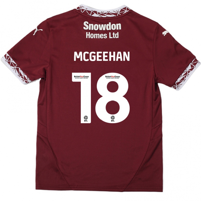 Kandiny Mujer Camiseta Cameron Mcgeehan #18 Borgoña 1ª Equipación 2024/25 La Camisa Chile