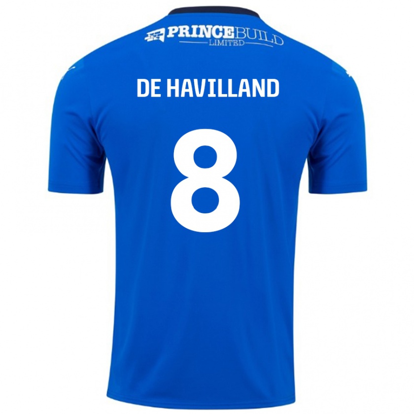 Kandiny Mujer Camiseta Ryan De Havilland #8 Azul Blanco 1ª Equipación 2024/25 La Camisa Chile